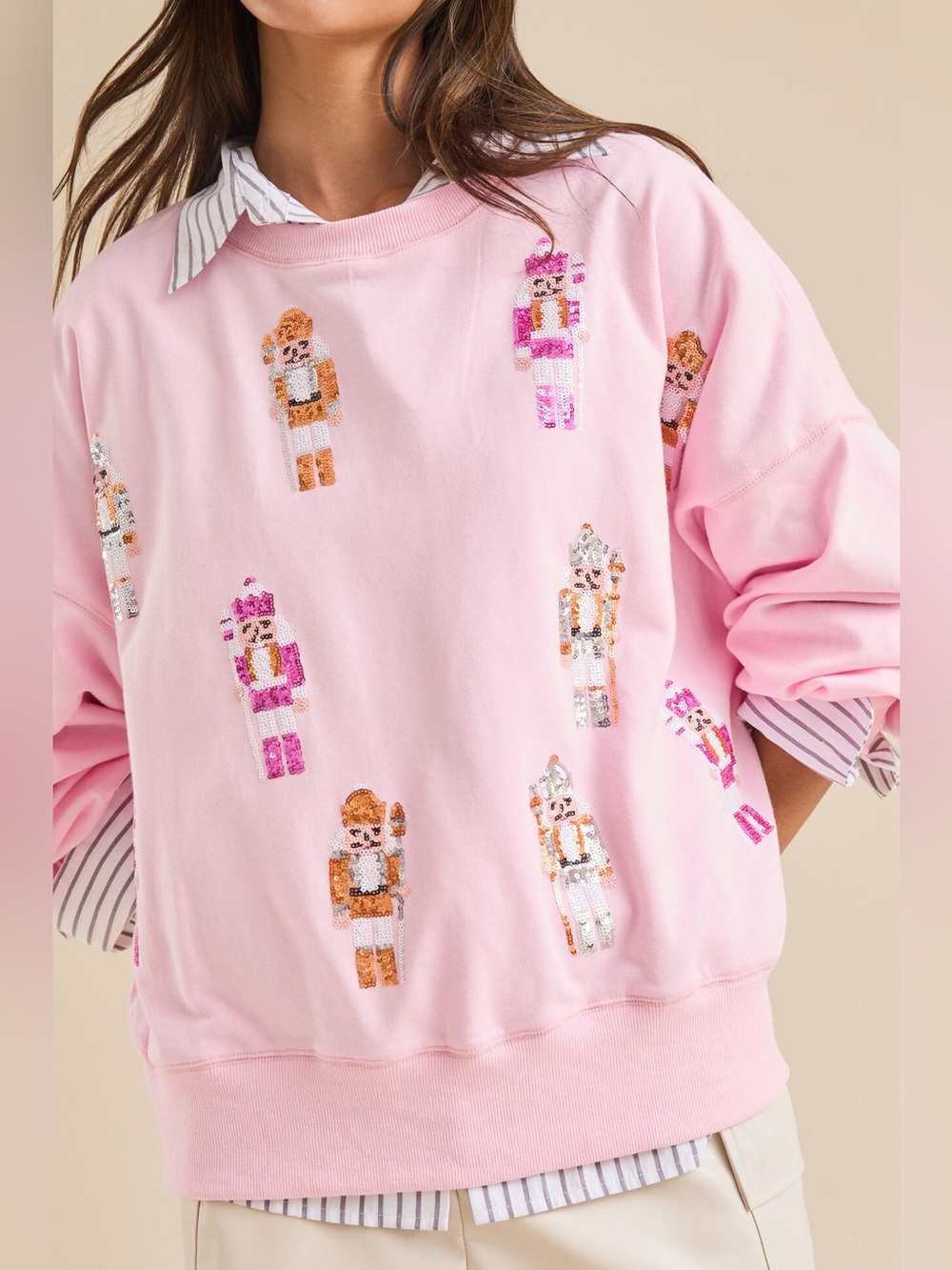NWT Altar’d State Sequin Nutcracker Crew Neck Sweatshirt Womens Large